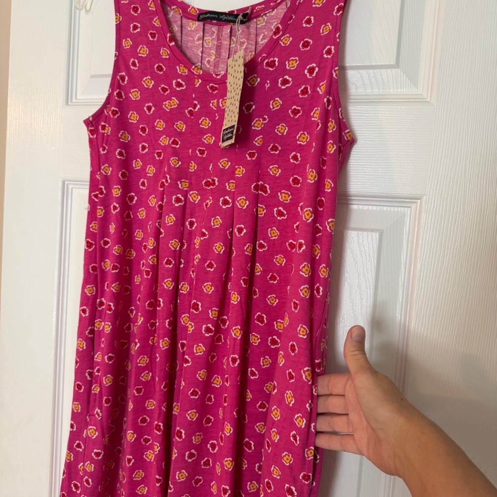 NWT Gudrun Sjödén “Himmel” Dress XS – Organic Cotton/Modal, Pink Floral - Picture 4 of 10